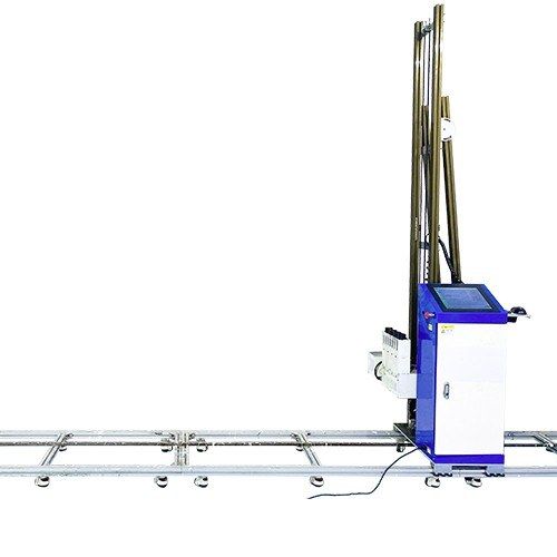 MW-UP200T wall printer with blue-and-white cabinet on an extended aluminium floor rail