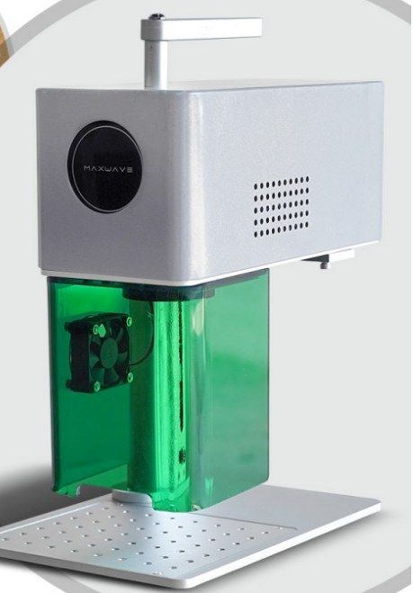MW-F25CA dual-wavelength portable laser marker with green protective shield and perforated base plate
